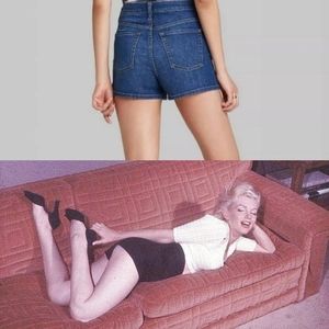 Blue high rise stretch pin up style short